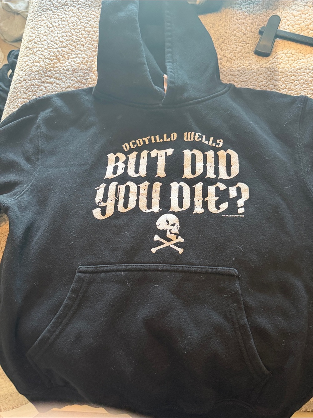 "But Did You Die?" Black Graphic Hoodie, Off Road youth, size M